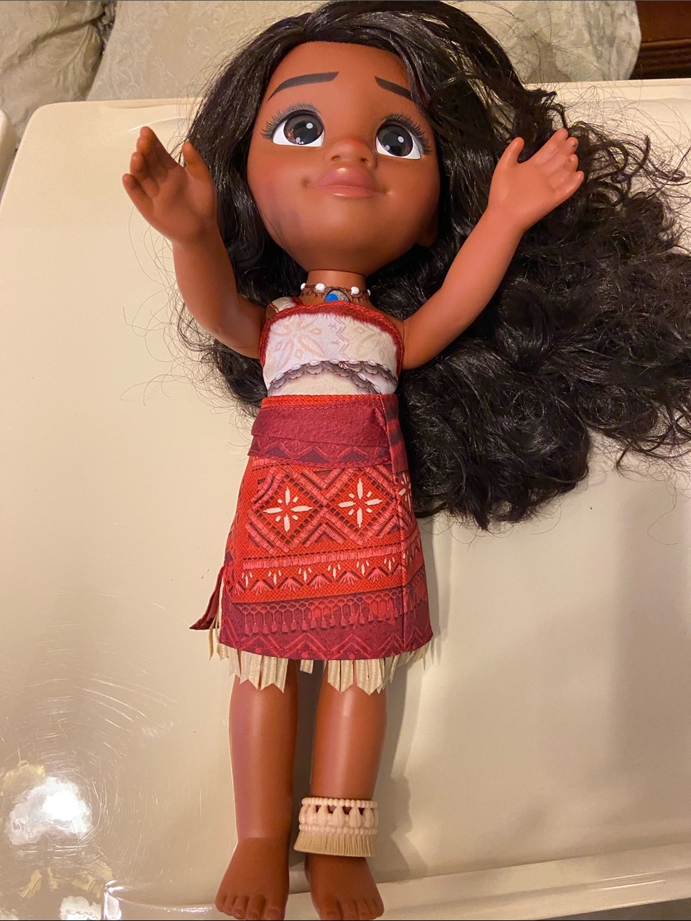 Disney Moana TALKING Doll with Red Tribal Dress and Black Hair